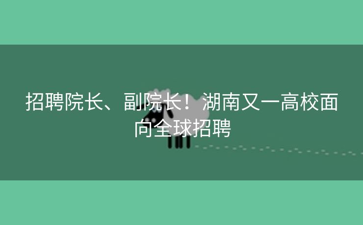 招聘院长、副院长！湖南又一高校面向全球招聘