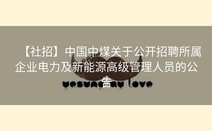 【社招】中国中煤关于公开招聘所属企业电力及新能源高级管理人员的公告