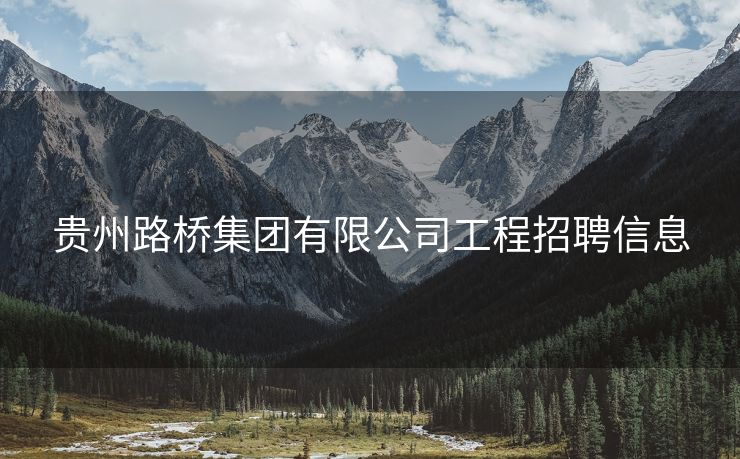 贵州路桥集团有限公司工程招聘信息