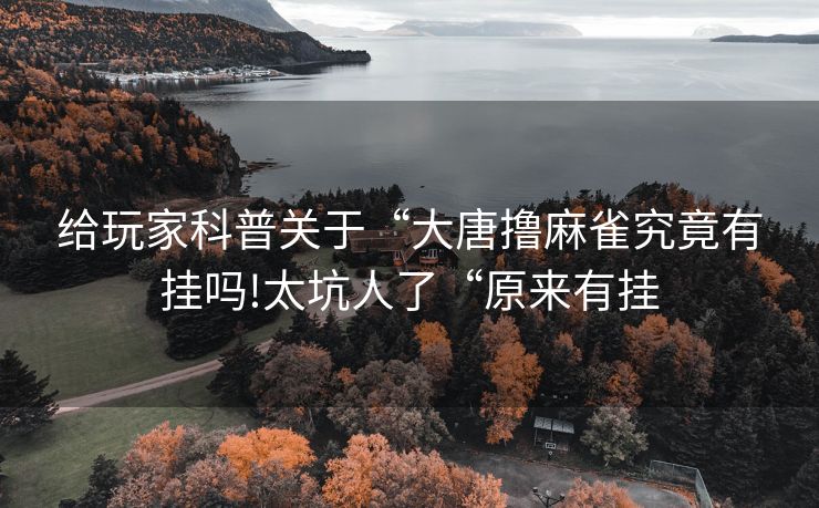 给玩家科普关于“大唐撸麻雀究竟有挂吗!太坑人了“原来有挂