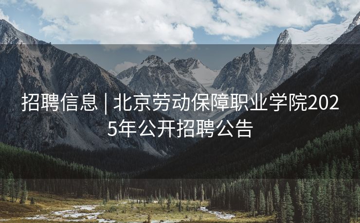 招聘信息 | 北京劳动保障职业学院2025年公开招聘公告