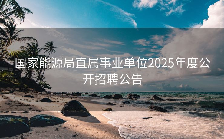 国家能源局直属事业单位2025年度公开招聘公告
