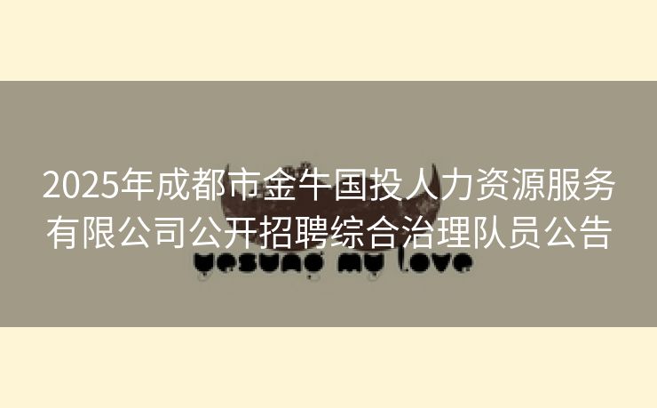 2025年成都市金牛国投人力资源服务有限公司公开招聘综合治理队员公告