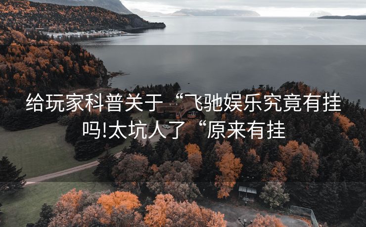 给玩家科普关于“飞驰娱乐究竟有挂吗!太坑人了“原来有挂