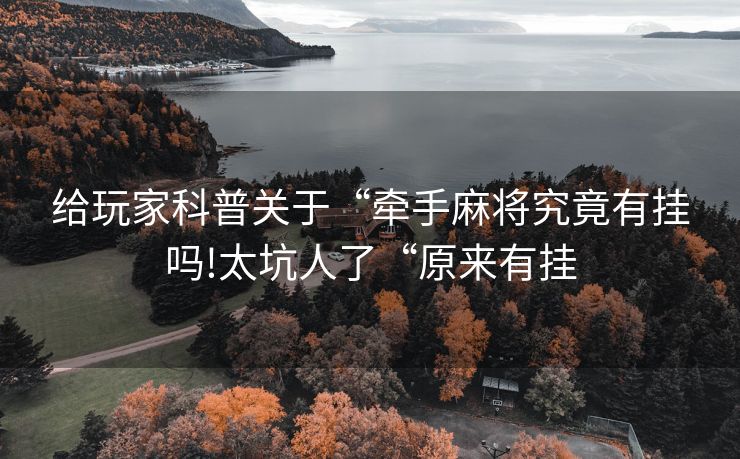 给玩家科普关于“牵手麻将究竟有挂吗!太坑人了“原来有挂