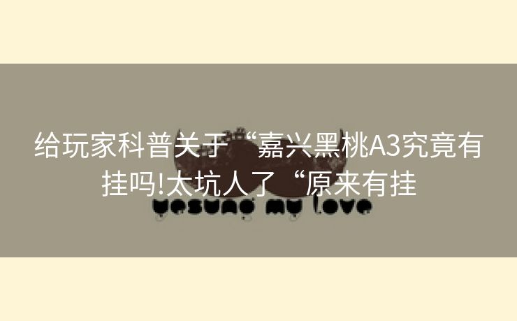 给玩家科普关于“嘉兴黑桃A3究竟有挂吗!太坑人了“原来有挂