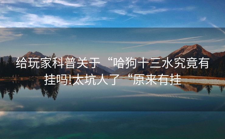 给玩家科普关于“哈狗十三水究竟有挂吗!太坑人了“原来有挂
